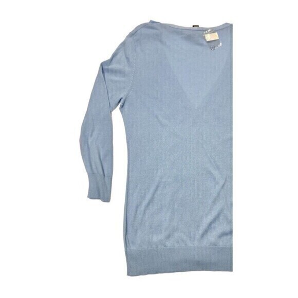 Cable & Gauge Cardigan Womens L Blue Ruffle Front Lightweight V Neck Sweater NWT - Picture 4 of 10